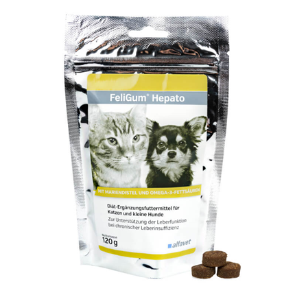 FeliGum Hepato podpora pri jeternih obolenjih za mačke in manjše pse - 60 žvečljivih tablet
