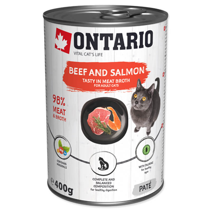 Ontario Cat Adult - goveja pašteta z lososom & spirulino