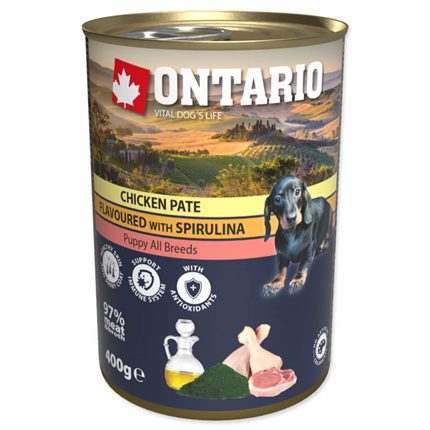 Ontario Dog Puppy - piščančja pašteta s spirulino & lososovim oljem