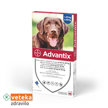 Advantix ampule za pse, nad 25 kg - 4,0 ml - 4 ampule
