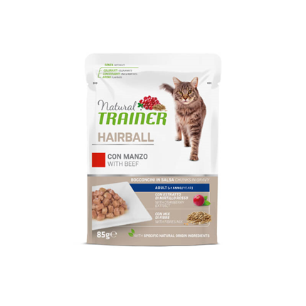 Natural Trainer Cat Hairball, vrečka - govedina - 85 g