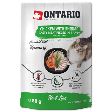 Ontario Cat Herb Line vrečka - piščanec in kozice - 80 g