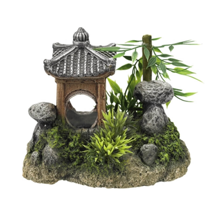 Nobby dekor azijski tempelj z rastlinjem - 15,5 x 10,5 x 12,5 cm