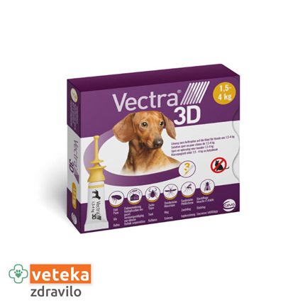 Vectra 3D za pse, 1.5 do 4 kg - 3 ampule