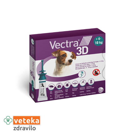 Vectra 3D za pse, 4 do 10 kg kg - 3 ampule