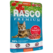 Rasco Premium Cat Adult mesni koščki v omaki - govedina in zelišča - 85 g