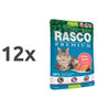 Rasco Premium Cat Sterilized Adult mesni koščki v omaki - losos in spirulina - 85 g 12 x 85 g