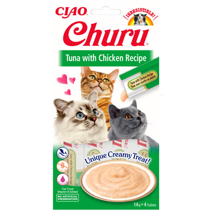 Inaba Cat Churu Purée, piščanec in tuna - 4 x 14 g