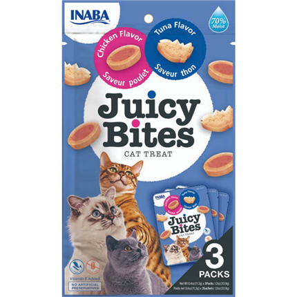 Inaba Cat Juicy Bites, tuna in piščanec - 3 x 11,3 g