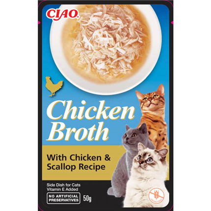 Inaba Cat Chicken Broth, piščanec in pokrovača - 50 g