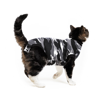 Suitical Recovery suit za mačke XXS, vojaško črn - 33-42 cm