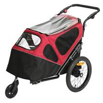 Duvo prikolica in voziček za pse do 30 kg, črno rdeča - 123 x 62 x 96 cm