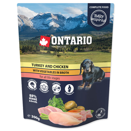 Ontario Dog - puran, piščanec in zelenjava v juhi, 300g
