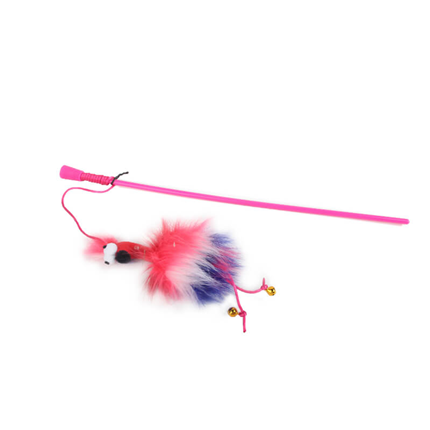 All For Paws Furry Ball igralna palica puhasti ptič, roza - 43 cm