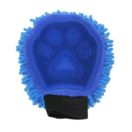 Pawise rokavica za grooming 2 v 1, modra - 26 x 21 cm