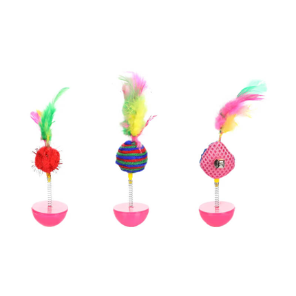 Flamingo igrača Wobbler s perjem, različne barve - 15-16cm