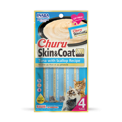 Inaba Cat Churu Skin & Coat, tuna in pokrovača - 4 x 14 g