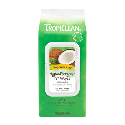 TropiClean Hypoallergenic čistilni robčki - kokos - 100 kos