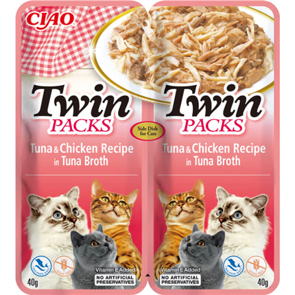 Inaba Cat Ciao Twin Packs, tuna in piščanec v jušnem želeju - 80 g