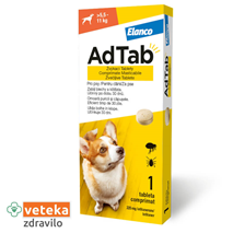 AdTab tableta proti zajedalcem za pse, 5.5-11kg/225mg