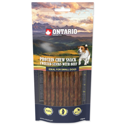 Ontario Dog Protein posladek palčke Twisted 10/1 - govedina, 12,7 cm