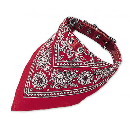 Nobby usnjena ovratnica z rutko - rdeča - različne velikosti - 50 cm