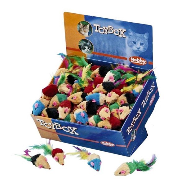 Nobby miš z zvončkom + perje - 5 cm (2)