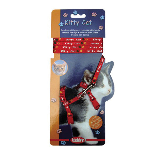 Nobby oprsnica + povodec za muce Kitty, rdeča