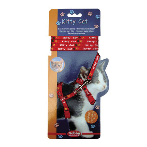 Nobby oprsnica + povodec za muce Kitty, rdeča