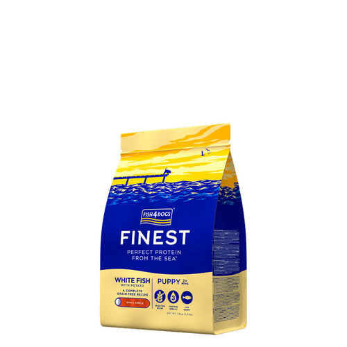 Fish4Dogs Puppy - bela riba - majhni briketi - 6 kg