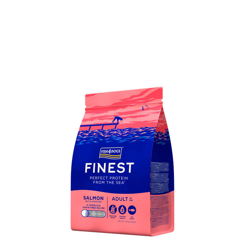 Fish4Dogs Adult - losos - veliki briketi - 6 kg