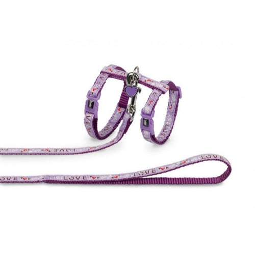 Nobby oprsnica + povodec za muce Love, vijolična