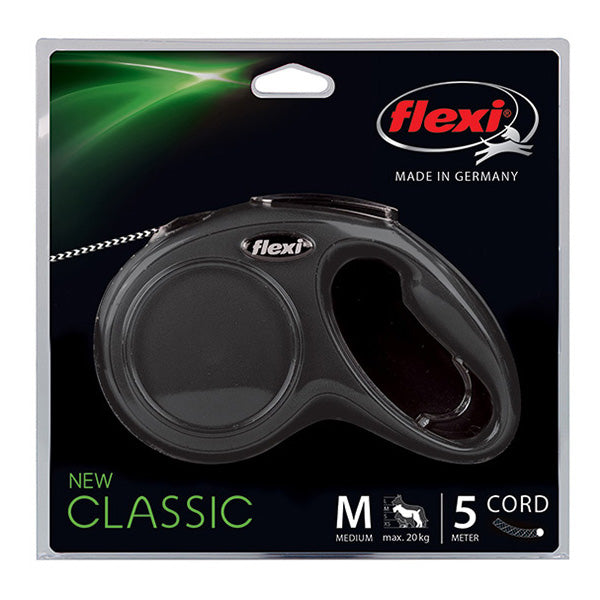 Flexi povodec Classic M, vrvica - 5 m (različne barve) - črna (2)