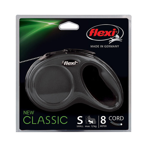 Flexi povodec Classic S, vrvica - 8 m (različne barve) - črna (2)
