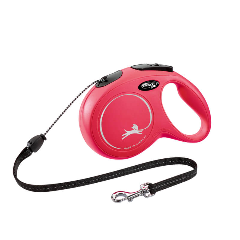 Flexi povodec Classic M, vrvica - 8 m (različne barve) - rdeča