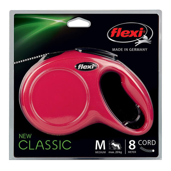 Flexi povodec Classic M, vrvica - 8 m (različne barve) - rdeča (2)