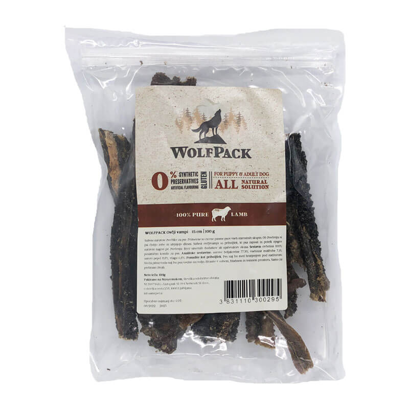 WolfPack ovčji vampi 15 cm - različna pakiranja - 100 g