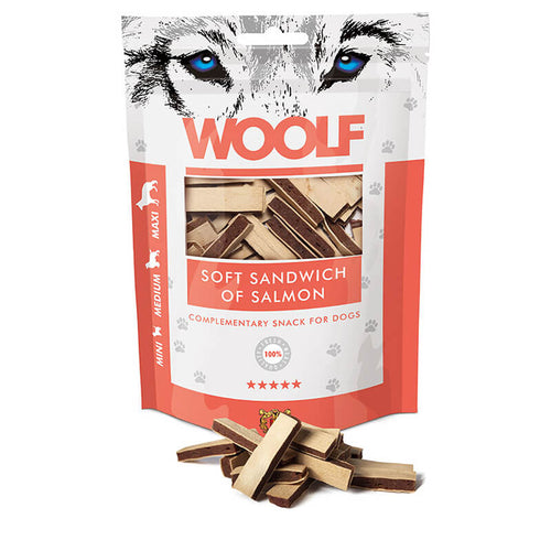 Woolf priboljški - mehki sendvič z lososm - 100 g