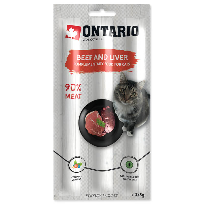 Ontario Cat Stick - govedina in jetra - 3 x 5 g