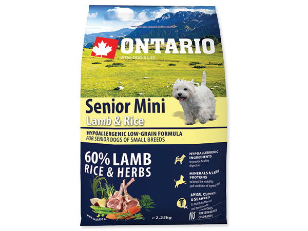 Ontario Senior Mini - jagnjetina in riž - 2,25 kg