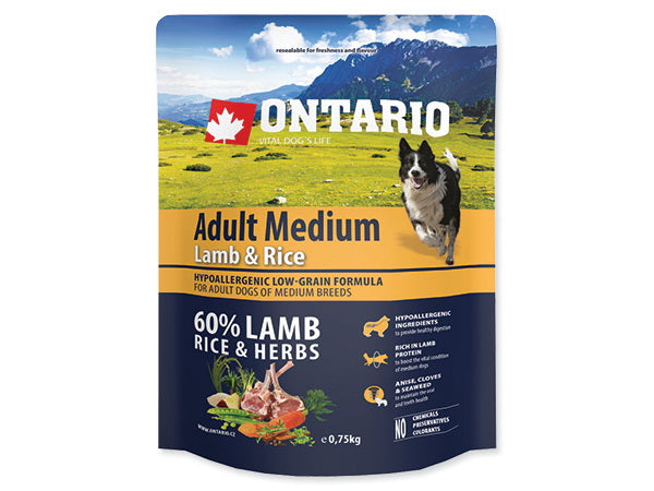 Ontario Adult Medium - jagnjetina in riž - 750 g
