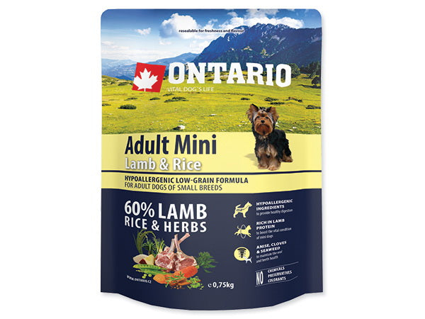 Ontario Adult Mini - jagnjetina in riž - 750 g