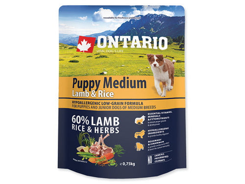 Ontario Puppy Medium - jagnjetina in riž - 750 g