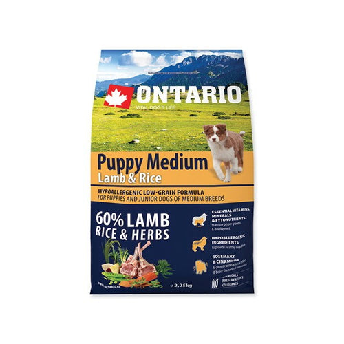 Ontario Puppy Medium - jagnjetina in riž - 2 x 6,5 kg