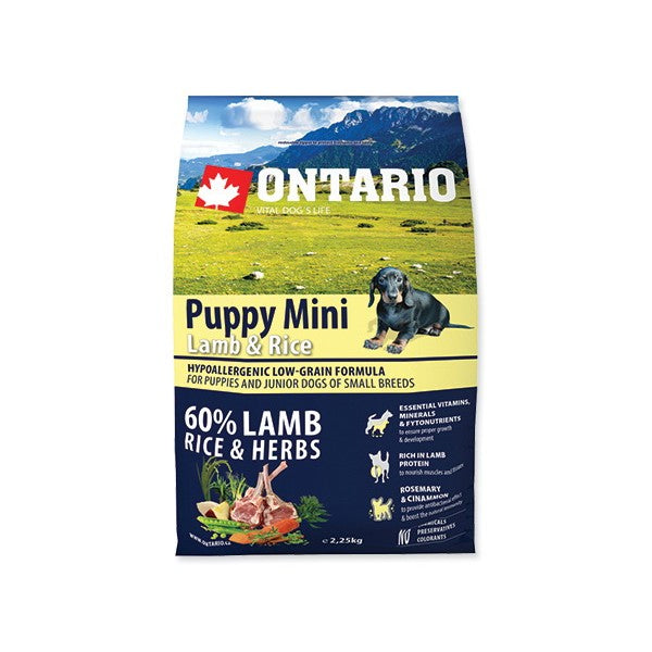 Ontario Puppy Mini - jagnjetina in riž - 3 x 2,25 kg