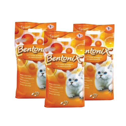Bentonix posip za mačje stranišče, citrus - 3 x 5 kg