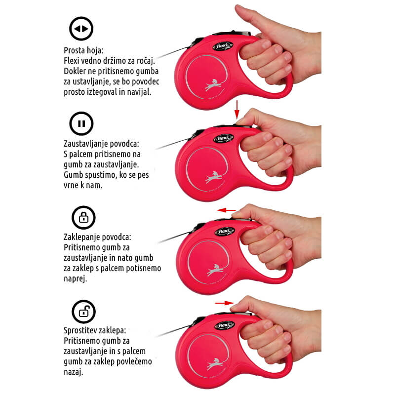 Flexi povodec New Comfort S, trak - 5 m (različne barve) (3)