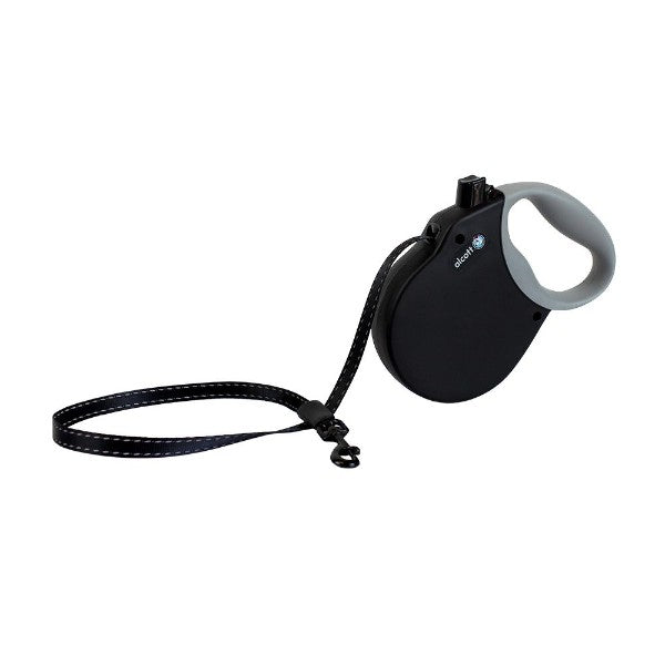 Alcott avtomatski povodec Adventure S, trak - 5 m (različne barve) - črna