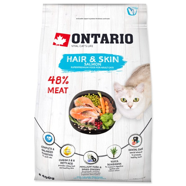 Ontario Cat Hair & Skin - losos - 400 g