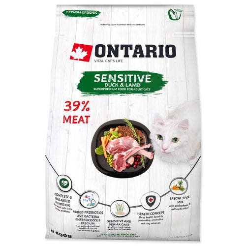 Ontario Cat Sensitive/Derma - raca in ovca - 400 g